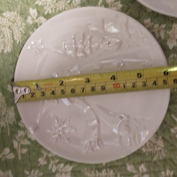 Bella Casa snowman picture with  trees and snowflake saucer size plates. - Picture 4 of 5